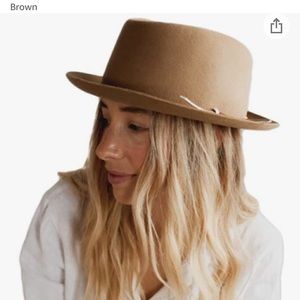 New With Tag Gigi Pip Ruth Trilby Felt Fedora Hat for Women, 100% wool, Brown